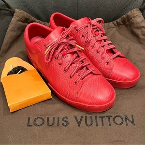 Louis Vuitton Red Epi Leather Casual Designer Sneakers LV size 6.5M W/ Dustbag
